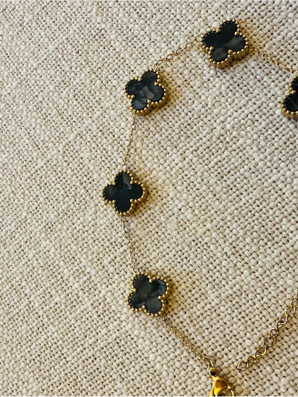 ONLY ONE Gold Bracelet with Black Clover Accents - Elegant Women's Jewelry (New) - Picture 2 of 4